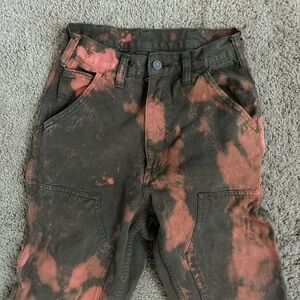 Green Tie Dye Bleached Cargo Pants Size XXS